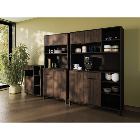 Bufet 80 cm MEGI kredens orzech okapi / czarny